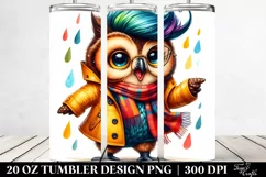 Cute Baby Owl with Cool Haircut, Transparent 20 Oz Tumbler Product Image 2