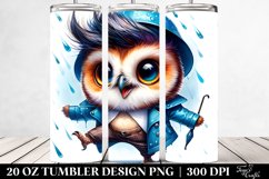 Cute Baby Owl with Cool Haircut, Transparent 20 Oz Tumbler Product Image 2