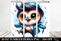 Cute Baby Owl with Cool Haircut, Transparent 20 Oz Tumbler Product Image 2