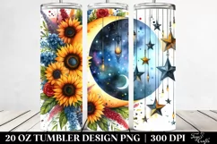 Vibrant Moon and Sunflowers | 20 oz Tumbler Product Image 2