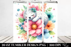 Colorful Watercolor Baby Seal Sleeping | 20 Oz Tumbler Product Image 2
