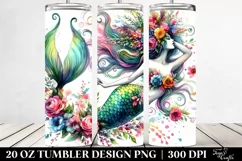 Vibrant Mermaid Dancing Floral Wreath | 20 oz Tumbler Product Image 2