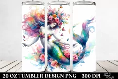 Vibrant Mermaid Dancing Floral Wreath | 20 oz Tumbler Product Image 2