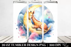Colorful Giraffe Sleeping on Moon | 20 Oz Tumbler Product Image 2