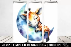 Colorful Giraffe Sleeping on Moon | 20 Oz Tumbler Product Image 2