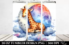 Colorful Giraffe Sleeping on Moon | 20 Oz Tumbler Product Image 2