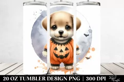 Cute Halloween Puppy on Moon 20 Oz Tumbler Product Image 2