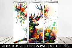 Vibrant Deer 3D Flowers. 20 oz Tumbler Design Product Image 2