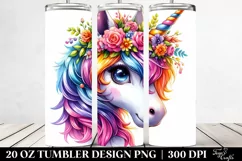 Cute Baby Mouse Unicorn Floral Wreath | 20 oz Tumbler Product Image 2