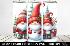 Watercolor Cute Gnomes Behind Snowman, 20 Oz Tumbler Product Image 2