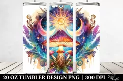 Vibrant Magical Celestial Mushroom Clipart 20 Oz Tumbler Product Image 2