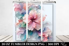 Abstract Pastel Glossy Hibiscus Tumbler Product Image 2