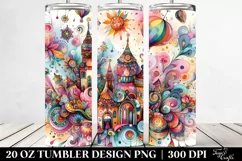 Whimsical Flowers, Vibrant Drawing | 20 oz Tumbler Product Image 2