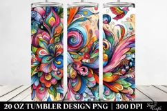 Whimsical Flowers, Vibrant Drawing | 20 oz Tumbler Product Image 2