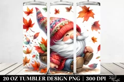 Colorful Gnome Tumbling with Autumn Leaves | 20 oz Tumbler Product Image 2