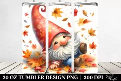 Colorful Gnome Tumbling with Autumn Leaves | 20 oz Tumbler Product Image 2