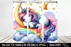 Colorful Unicorn Star Napping | 20 Oz Tumbler Product Image 2