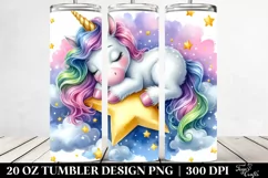 Colorful Unicorn Star Napping | 20 Oz Tumbler Product Image 2