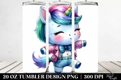 Dancing Cute Baby Unicorn, Transparent 20 Oz Tumbler Product Image 2