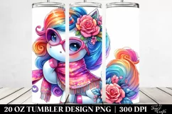 Vibrant Cute Unicorn Dressed | 20 oz Tumbler Product Image 2