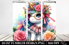 Vibrant Cute Unicorn Dressed | 20 oz Tumbler Product Image 2