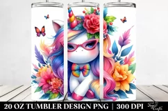 Vibrant Cute Unicorn Dressed | 20 oz Tumbler Product Image 2