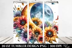 Washed Watercolor, Half Moon Sunflowers | 20 oz Tumbler Product Image 2