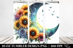 Washed Watercolor, Half Moon Sunflowers | 20 oz Tumbler Product Image 2