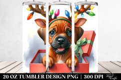 Expressive Rhodesian Ridgeback with Reindeer Horns, 20 Oz Product Image 2