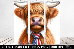Watercolor Highland Cow Tie | 20 Oz Tumbler Product Image 2