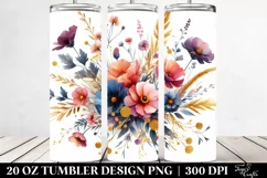 Vibrant Wild Flowers with Gold Insertions | 20 oz Tumbler Product Image 2