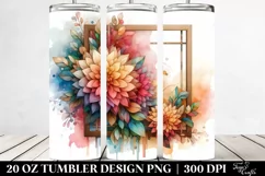 Wooden Stained Marigold Frame Watercolor | 20 oz Tumbler Product Image 2