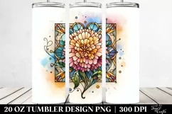 Wooden Stained Marigold Frame Watercolor | 20 oz Tumbler Product Image 2