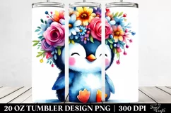 Colorful Penguin Flower Crown | 20 oz Tumbler Product Image 2
