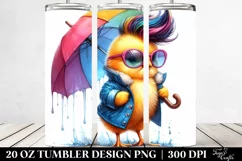 Cute Baby Chicken Umbrella Watercolor | 20 oz Tumbler Product Image 2