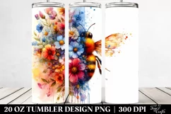 Artistic Vibrant Bee Flowers. 20 oz Tumbler Design Product Image 2