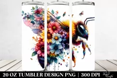 Artistic Vibrant Bee Flowers. 20 oz Tumbler Design Product Image 2