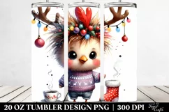Expressive Chicken with Reindeer Horns, 20 Oz Tumbler Product Image 2