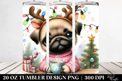 Pastel Pug with Reindeer Horns 20 Oz Tumbler Product Image 2