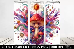 Vibrant Magical Celestial Mushroom Clipart 20 Oz Tumbler Product Image 2