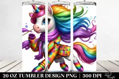 Vibrant Cute Unicorn Running Dressed | 20 oz Tumbler Product Image 2