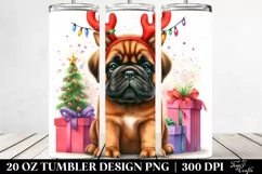 Expressive Baby Bullmastiff with Reindeer Horns 20 Oz Product Image 2