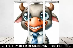 Funny Baby Bull with Tie Clipart, Transparent 20 Oz Tumbler Product Image 2