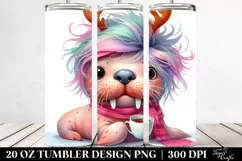 Watercolor Walrus Holding Tea Cup 20 Oz Tumbler Product Image 2