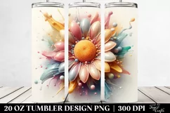 Glossy Sunflower Watercolor | 20 oz Tumbler Product Image 2