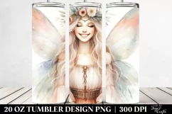 Washed Watercolor, Boho Smiling Fairy | 20 oz Tumbler Product Image 2