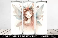 Washed Watercolor, Boho Smiling Fairy | 20 oz Tumbler Product Image 2