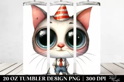 Cat with Party Hat Clipart, Transparent 20 Oz Tumbler Product Image 2