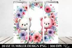 Colorful Bear Floral Frame 20 Oz Tumbler Product Image 2