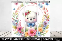 Colorful Bear Floral Frame 20 Oz Tumbler Product Image 2